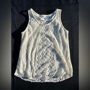 Women’s White Cottagecore Lace Summer Tank Top Size Medium